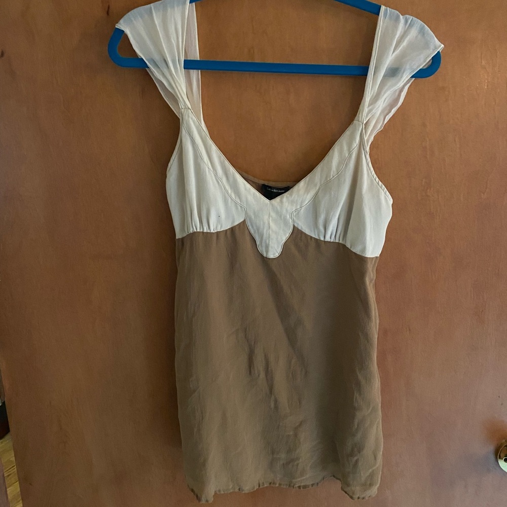 Calvin Klein dressy tank top size L ivory and beige